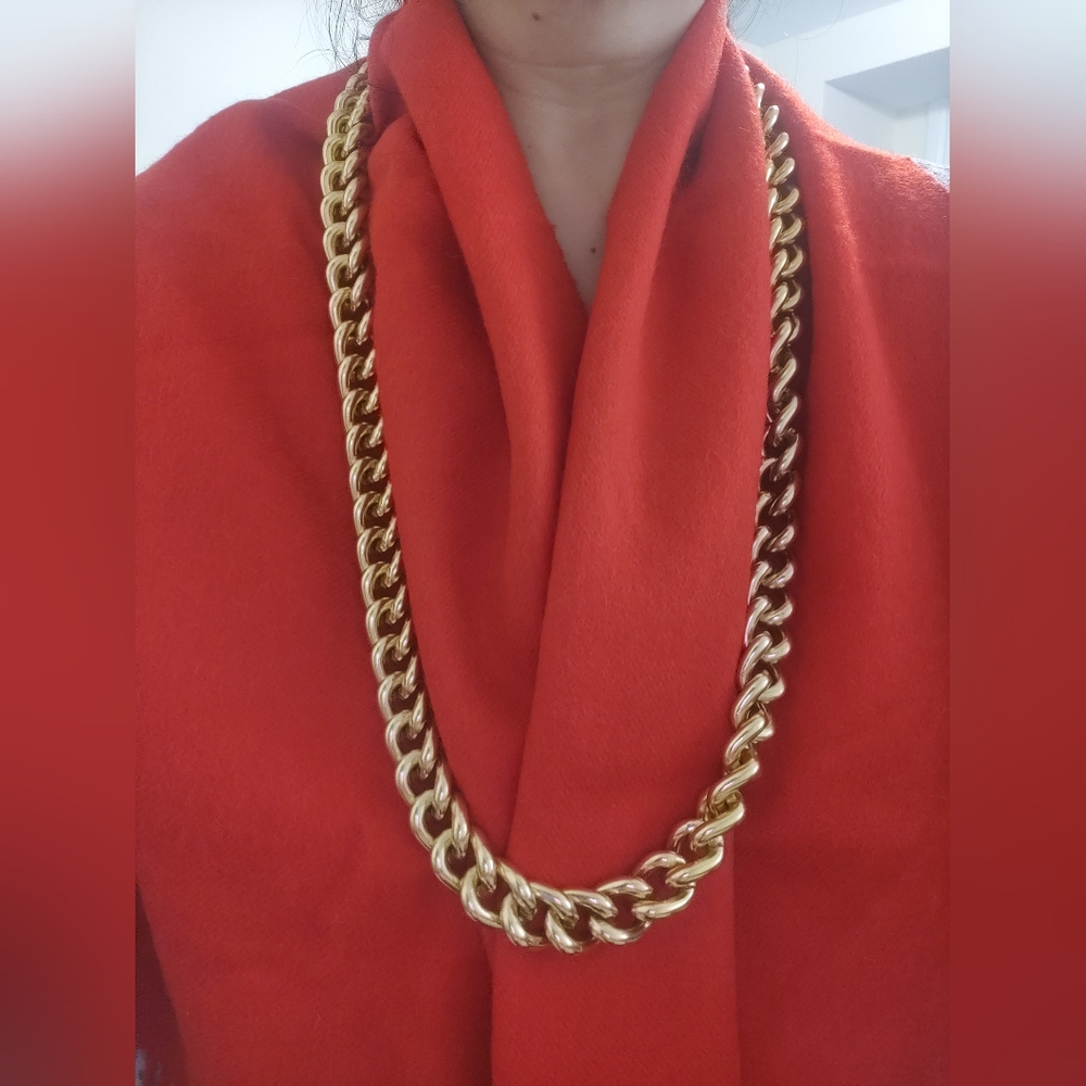 Vintage Massive Long Curb Link Chain Necklace Unisex